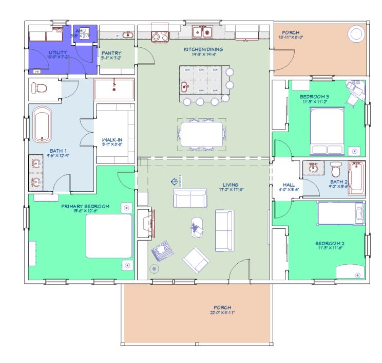 Bob's Beech (3BR 2Bath) - Full Architectural Plans - $1084. Other packages available.