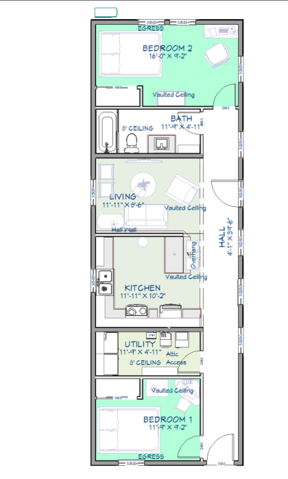 Arnold's Ash - (2BR 2Bath) For a narrow lot - Full Architectural Plans - $939. Other packages available.